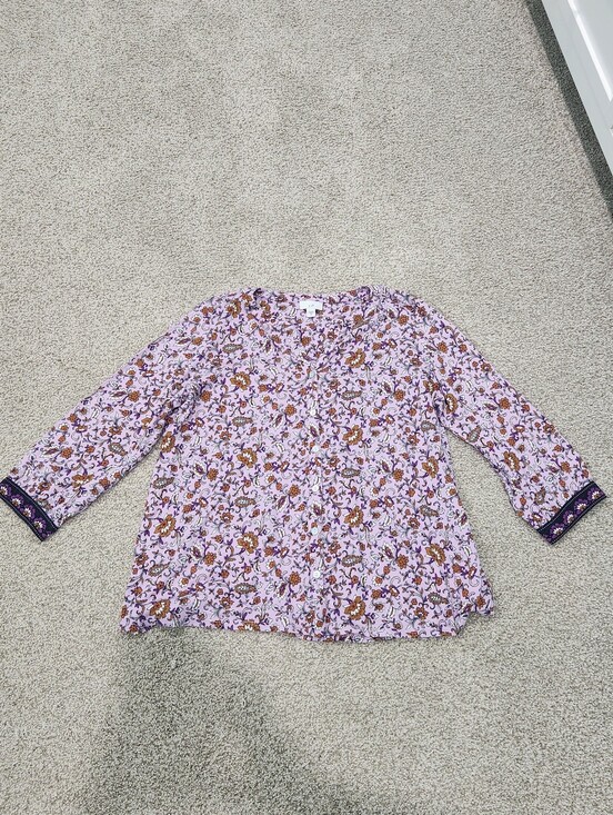 Tops - J Jill M Purple Floral Long Sleeve Womens Top, Like New